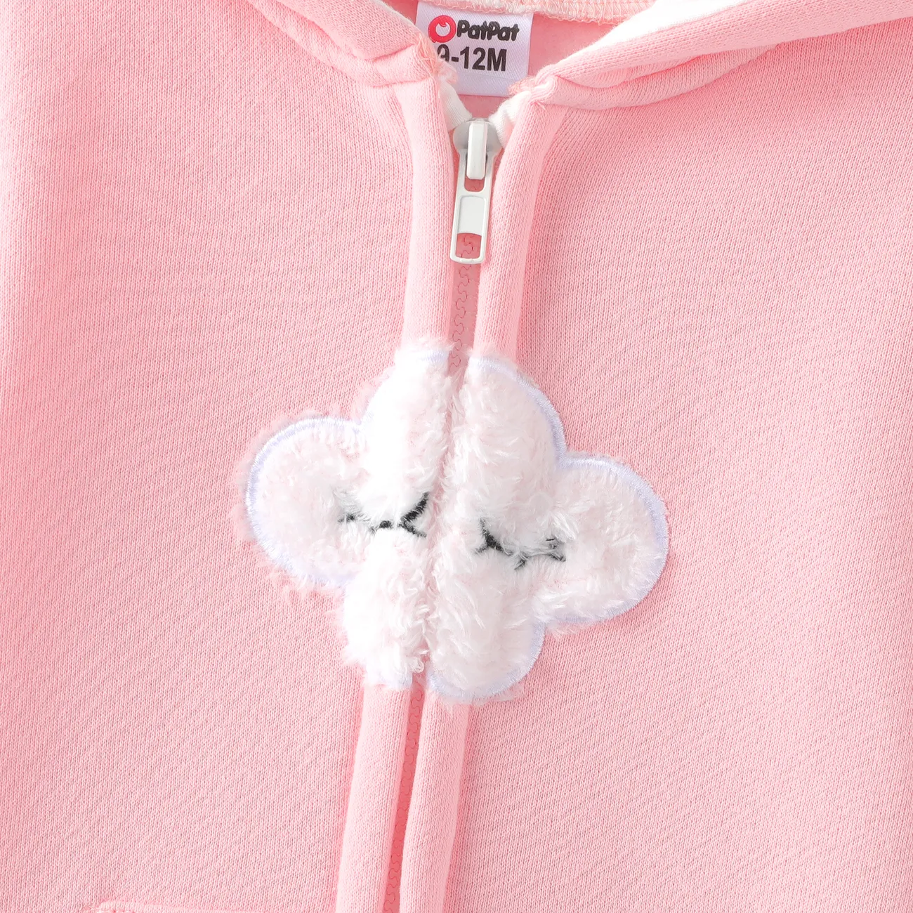 Baby Boy/Girl Cloud Design Thermal Fleece Lined Hooded Zipper Jumpsuit Pink big image 1