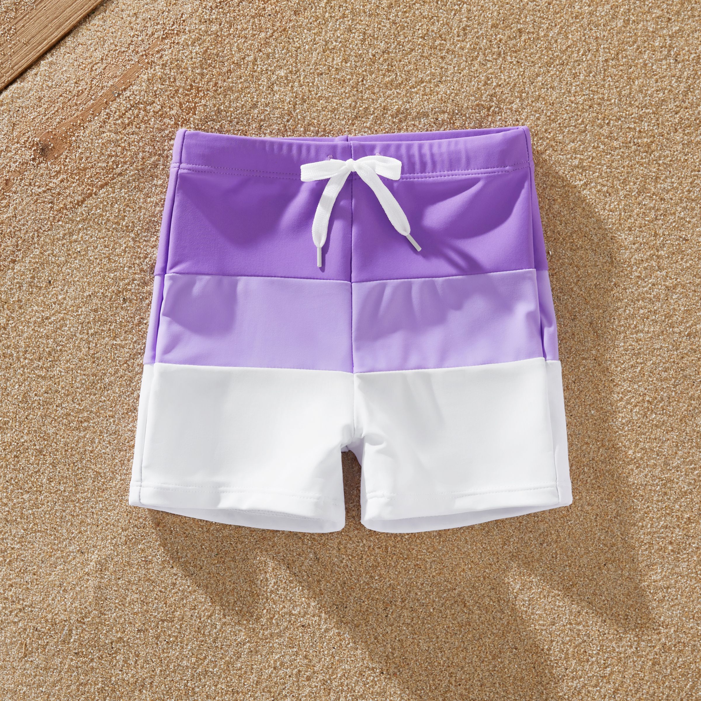 Family Matching Color-block Swim Trunks or One-shoulder Side Knot One-Piece Swimsuit (Quick-Dry)