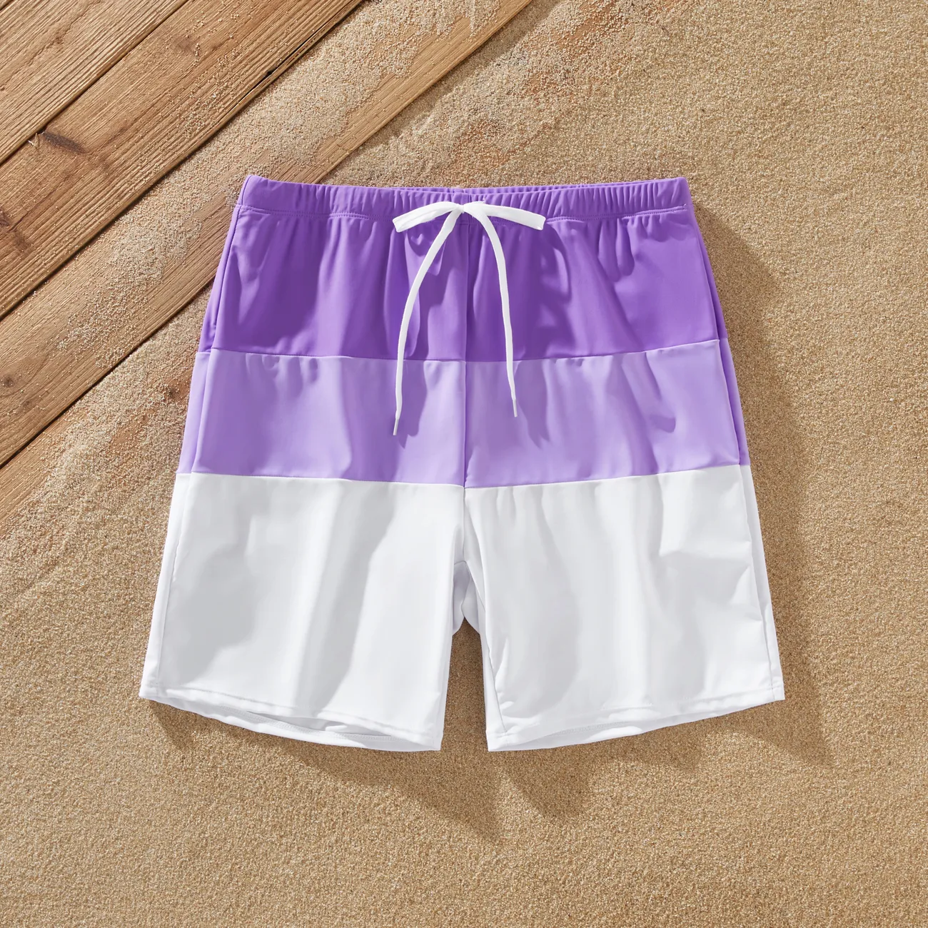 Family Matching Color-block Swim Trunks or One-shoulder Side Knot One-Piece Swimsuit (Quick-Dry) ColorBlock big image 1