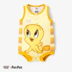 Looney Tunes 嬰兒 中性 鈕扣 兔仔 童趣 無袖 連身衣 黃色