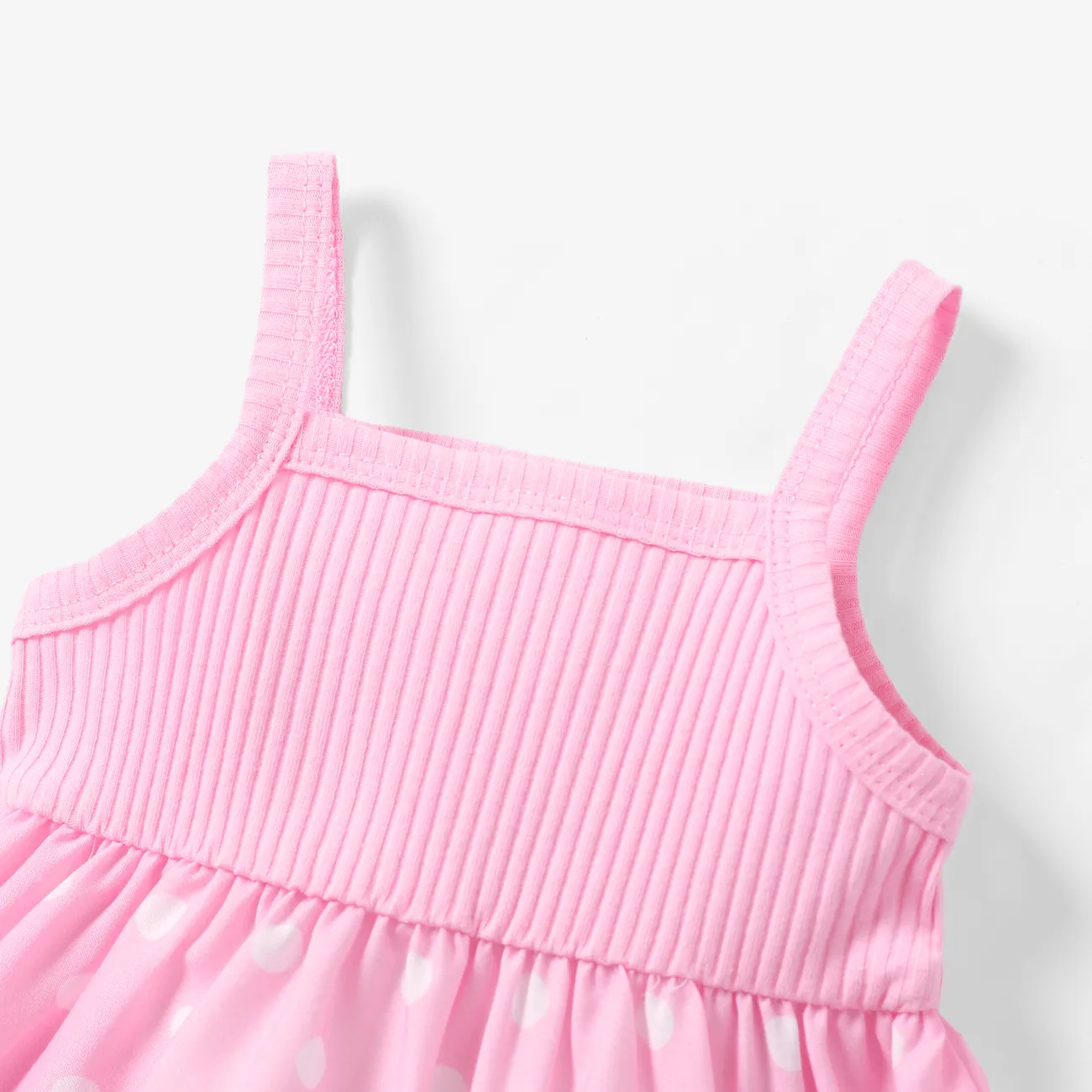 3pcs Baby Girl Sweet Denim Cardigan and Polka Dot Dress Set with Headband Pink big image 1