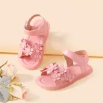 Toddler/Kids Sweet Hyper-Tactile Floral Velcro Sandals Pink