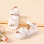 Toddler/Kids Sweet Hyper-Tactile Floral Velcro Sandals White