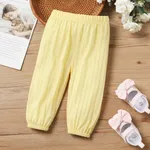 Pantalones casuales básicos festivos de color sólido para bebé niño  Amarillo pálido