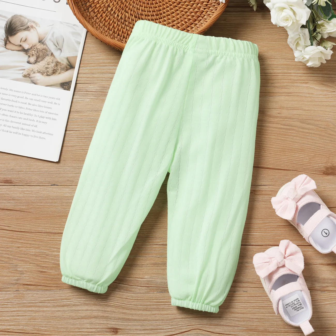 Baby Boy Festive Basic Solid Color Casual Pants  Green big image 1
