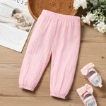 Pantalones casuales básicos festivos de color sólido para bebé niño  Rosado