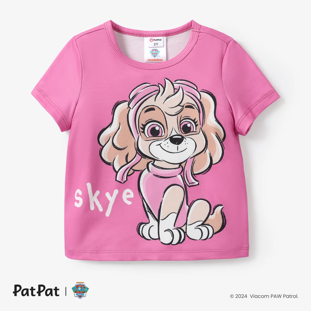 PAW Patrol 1pc  Chase/Marshall/Skye/Rubble/Everest/Liberty Toddler Girl/Boy Cute Character Print T-shirt PINK-1