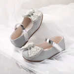 Toddler/Kids Girl Elegant Hyper-Tactile 3D Bowtie Glitter Velcro Leather Shoes Silver