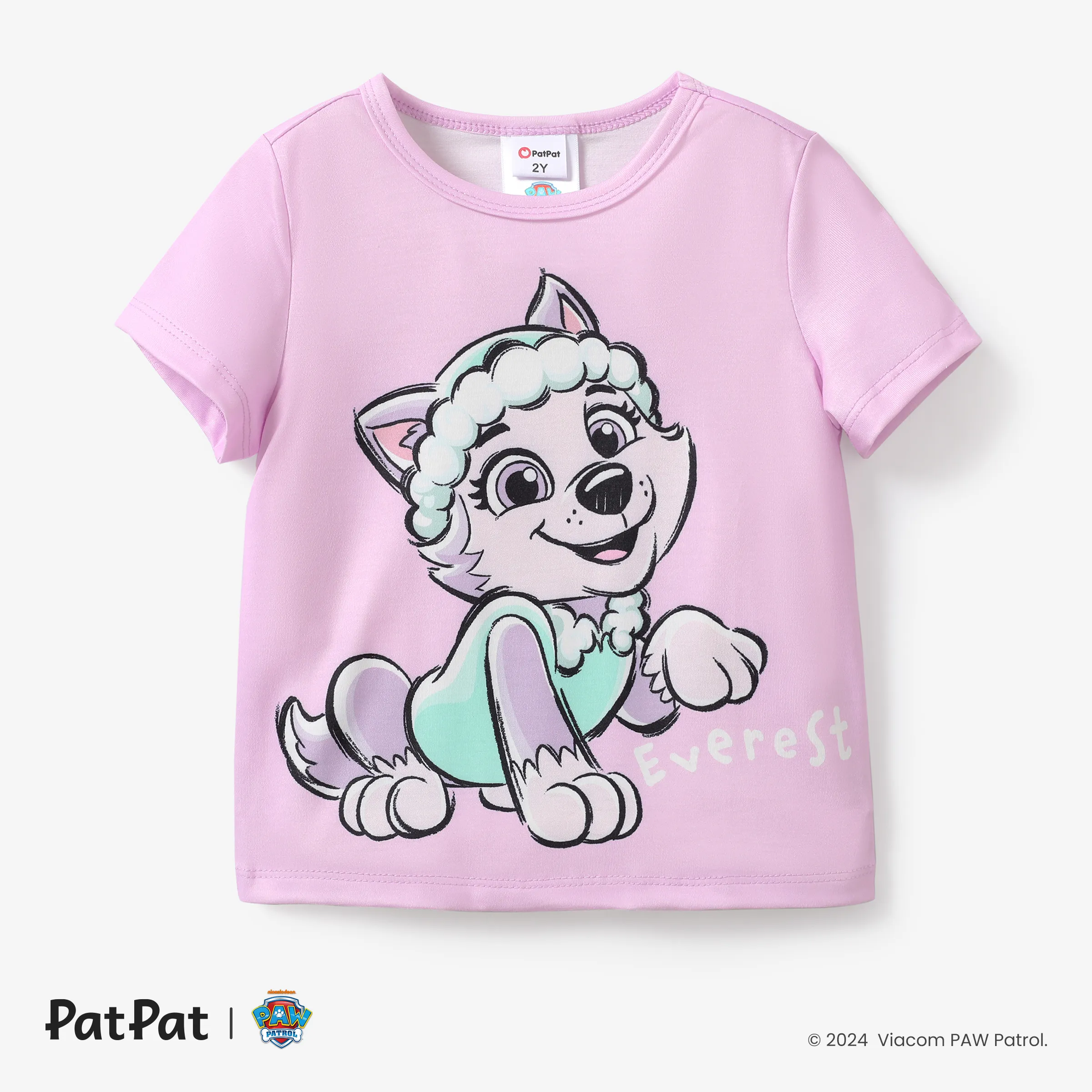 PAW Patrol 1pc  Chase/Marshall/Skye/Rubble/Everest/Liberty Toddler Girl/Boy Cute Character Print T-shirt Light Purple