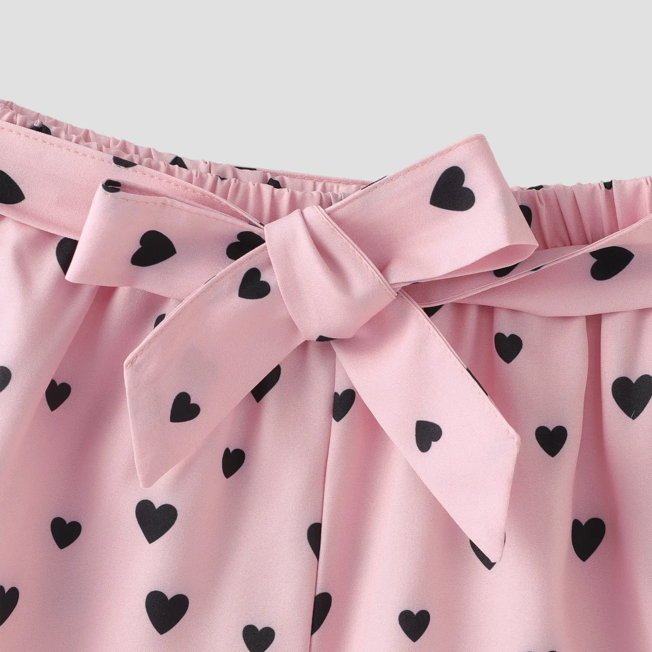 2 Stück Kinder Sets Mädchen Herzförmig Rüschenrand Kurzärmeliger Shorts-Anzug rosa big image 1