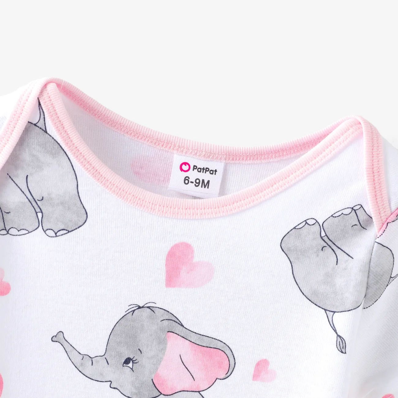 3er-Pack Kurzarm-Strampler für Mädchen/Jungen mit Elefantendruck/einfarbig rosa big image 1