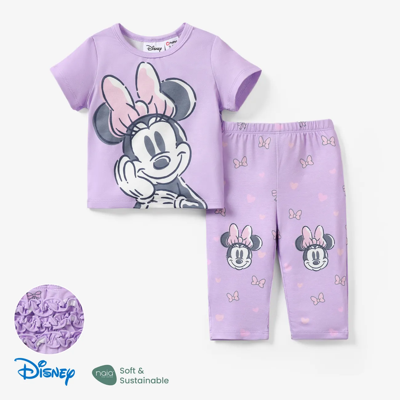 Disney Mickey and Friends 2pcs Baby/Toddler Boys/Girls Naia™ Character Print Set
 Purple big image 1