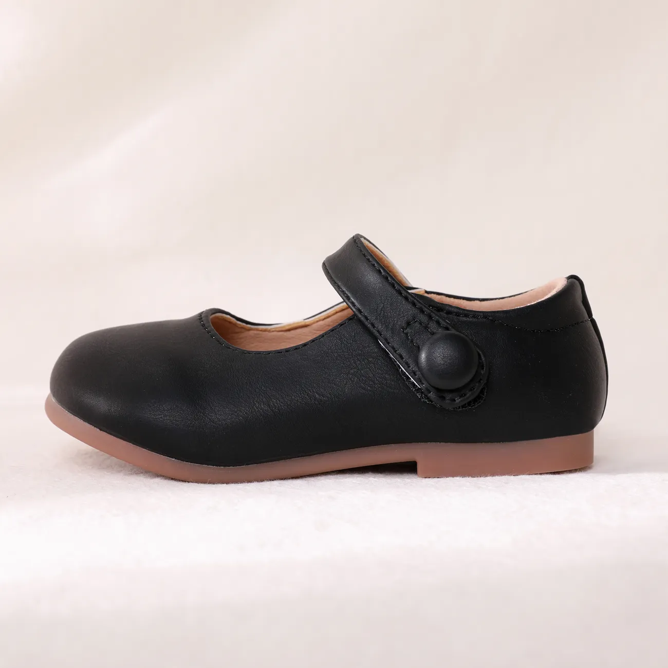 Toddler/Kids Girl Solid Color Basic Style Velcro Leather Shoes Black big image 1