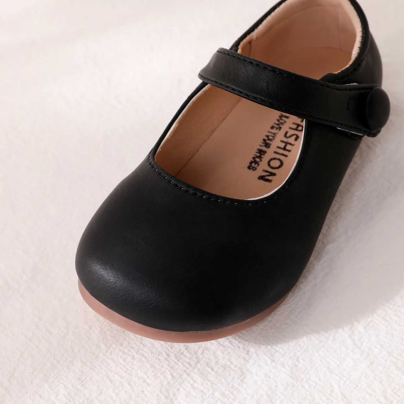 Toddler/Kids Girl Solid Color Basic Style Velcro Leather Shoes Black big image 1