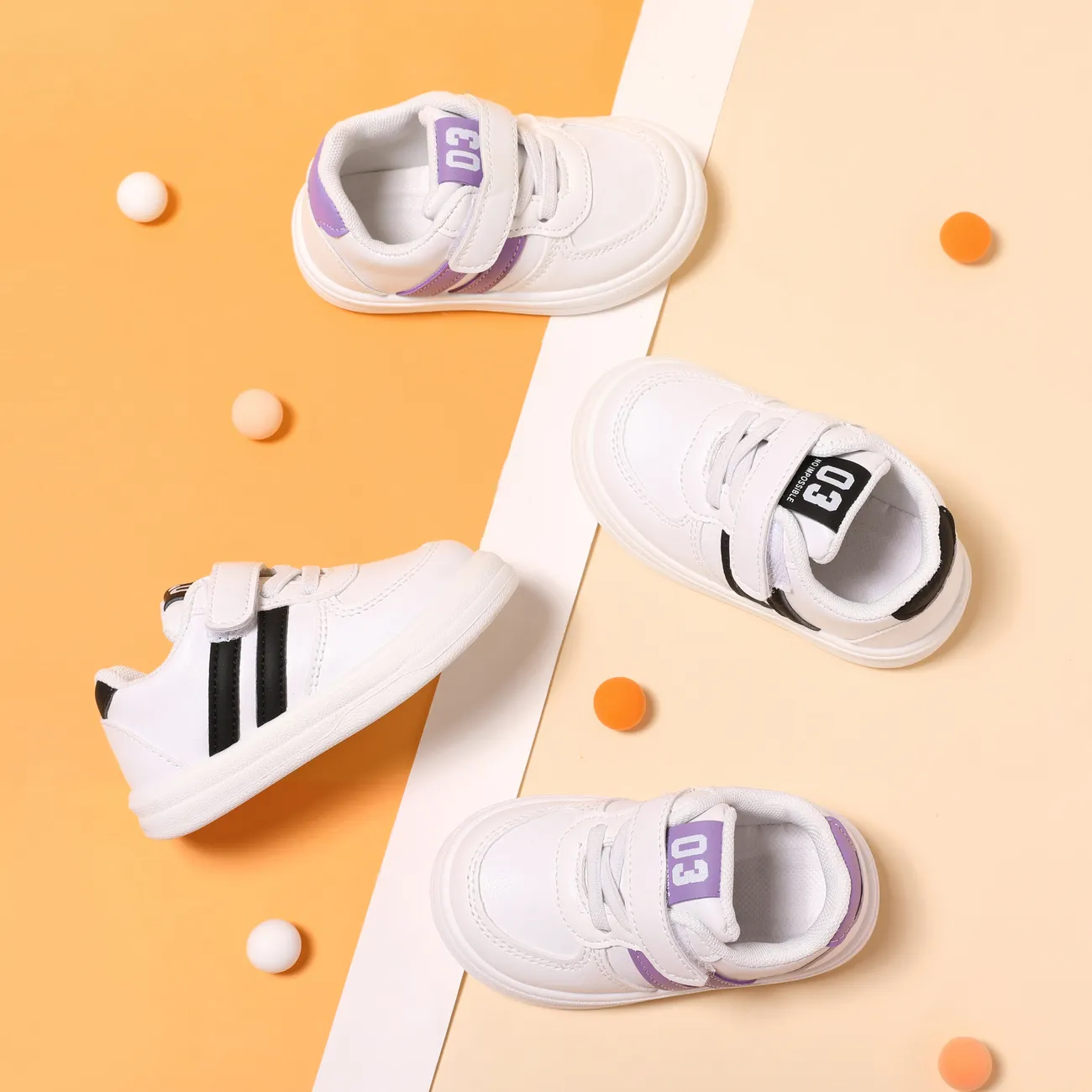 Toddler/Kids Girl/Boy Solid Letter Pattern Colorblock Velcro Sports Shoes Purple big image 1