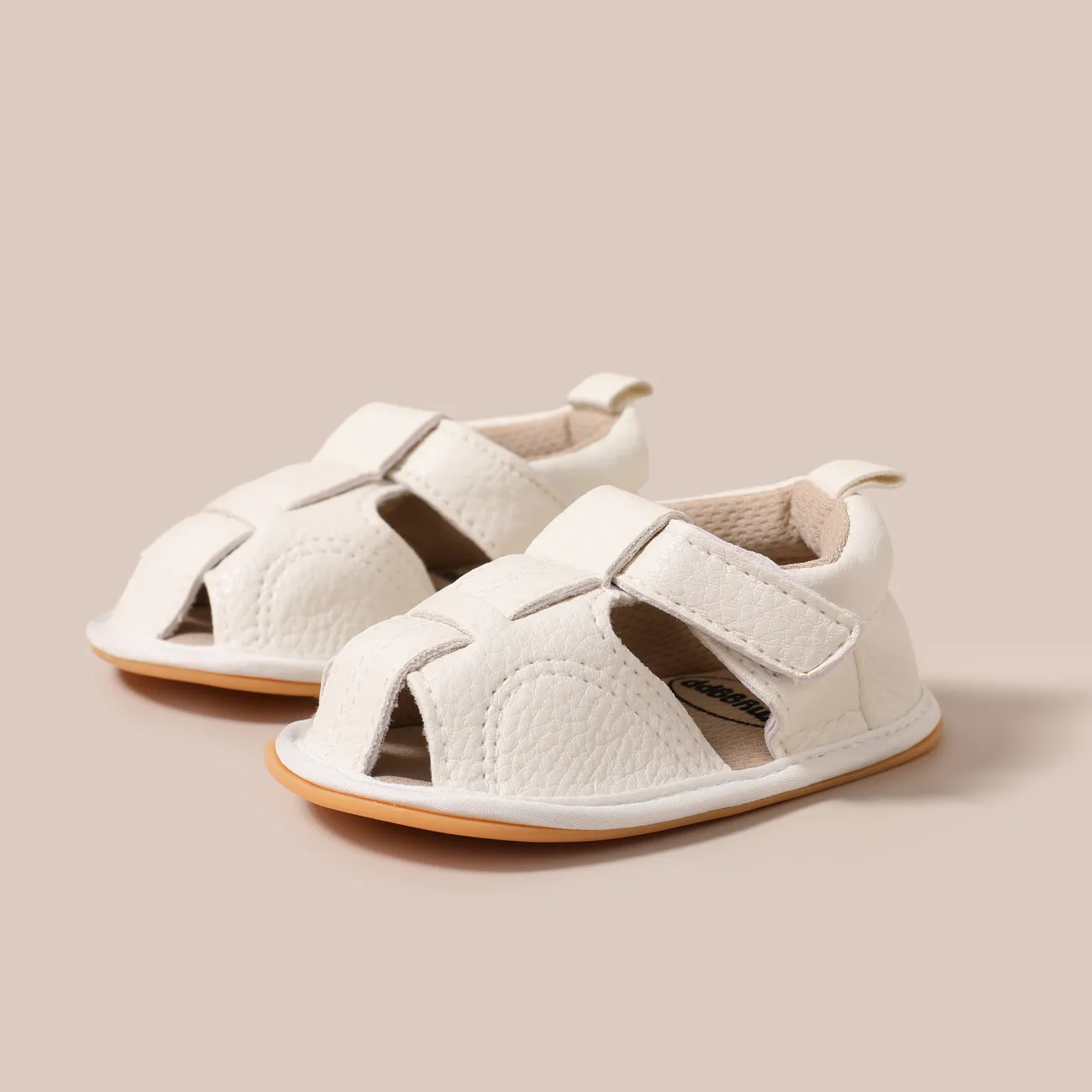 Baby Girl/Boy Basic Solid Color Velcro Prewalker Shoes Sandals White big image 1