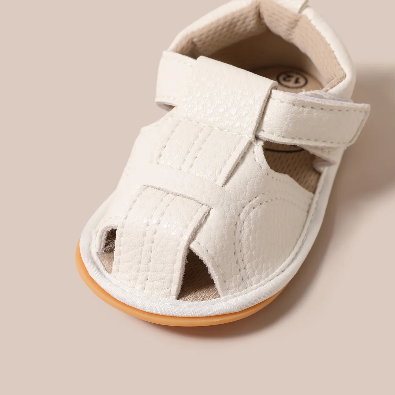 طفل رضيع / فتى الأساسية الصلبة اللون الفيلكرو Prewalker أحذية الصنادل أبيض big image 1