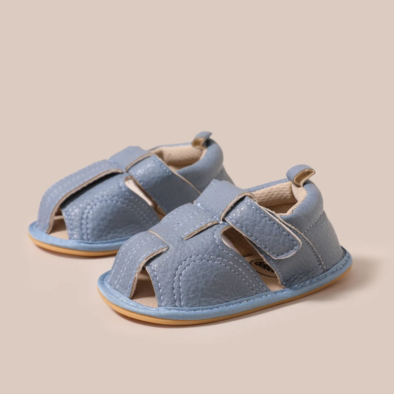 Baby Girl/Boy Basic Solid Color Velcro Prewalker Shoes Sandals Blue big image 1