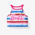 Barbie 1pc Toddler/Kids Girls Character Striped Toddler Tank top/denim shorts COLOREDSTRIPES