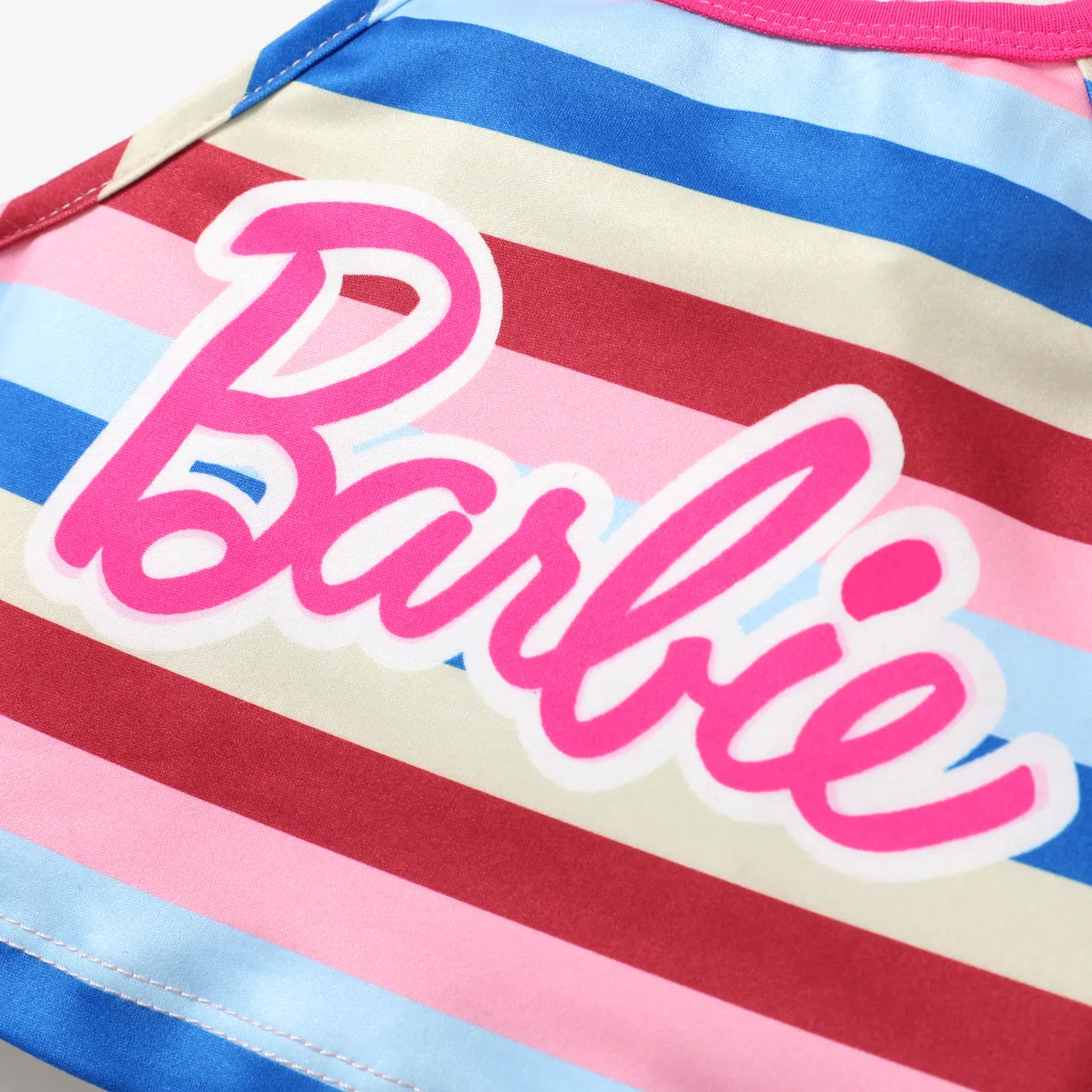 Barbie 1pc Toddler/Kids Girls Character Striped Toddler Tank top/denim shorts

 COLOREDSTRIPES big image 1