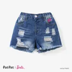 Barbie 1pc Toddler/Kids Girls Character Striped Toddler Tank top/denim shorts Blue