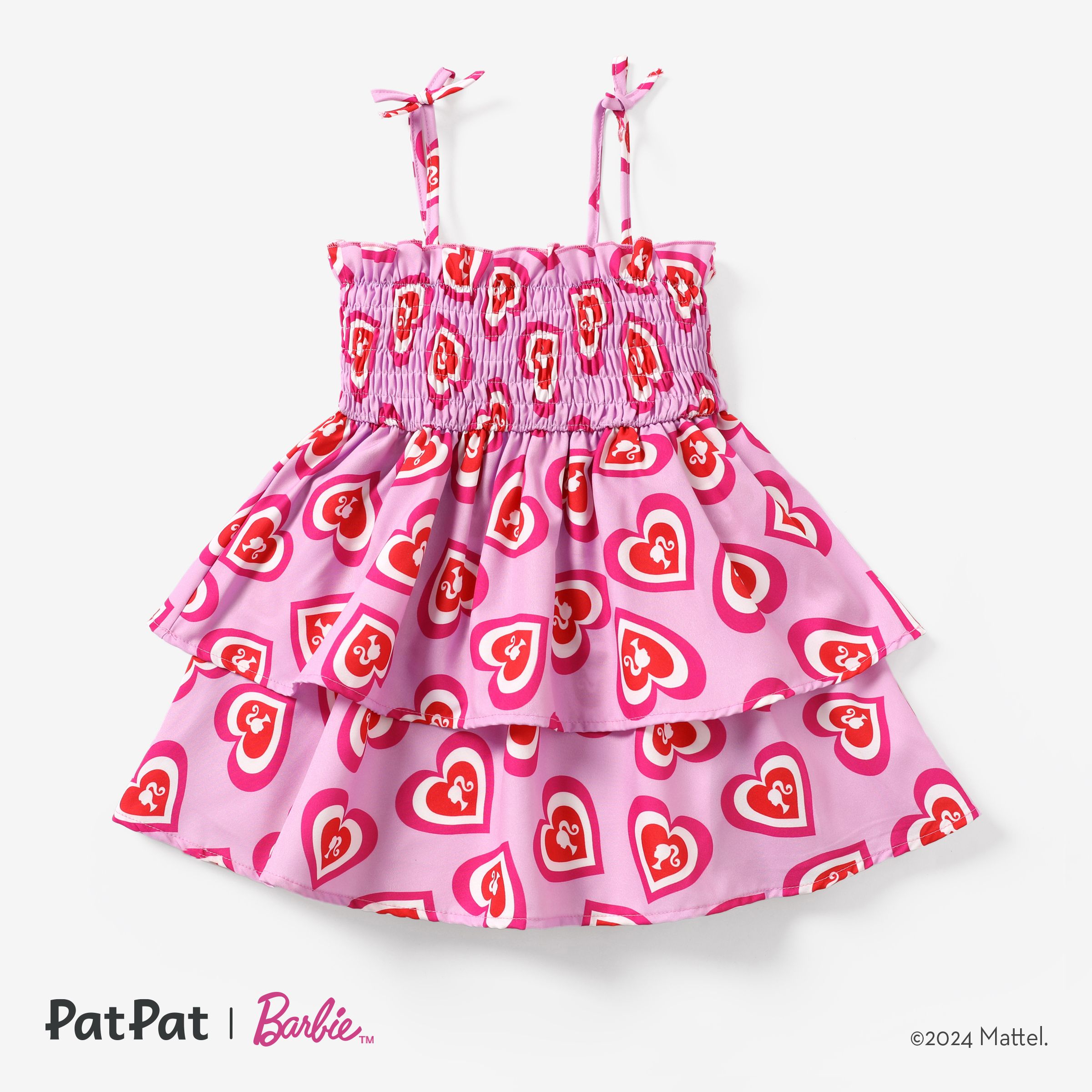 Barbie Toddler Girl Allover Heart Logo Pattern Sling Dress