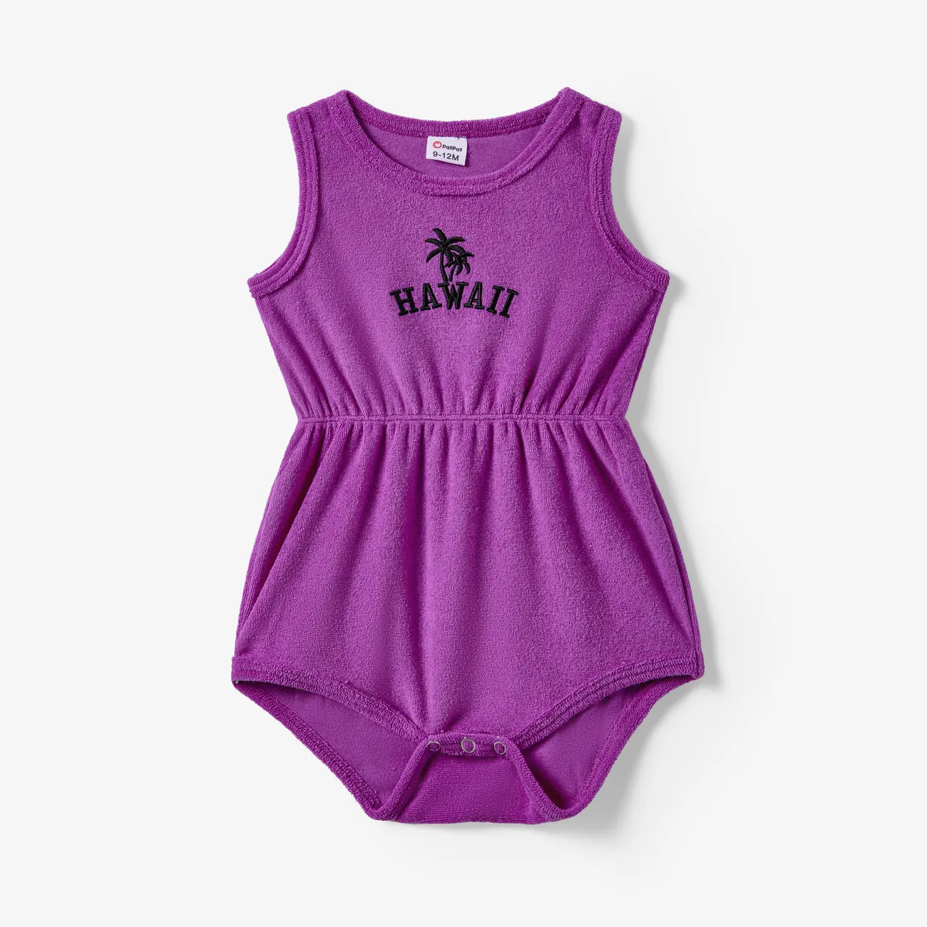 Mommy and Me Purple Embroidery Terry Tank Body-con Dresses  Purple big image 1