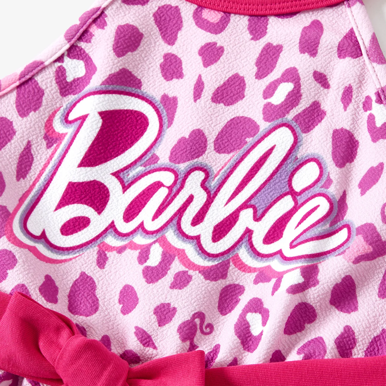 Barbie Padrão de leopardo Sem mangas Macacão Mãe e eu Rosa big image 1