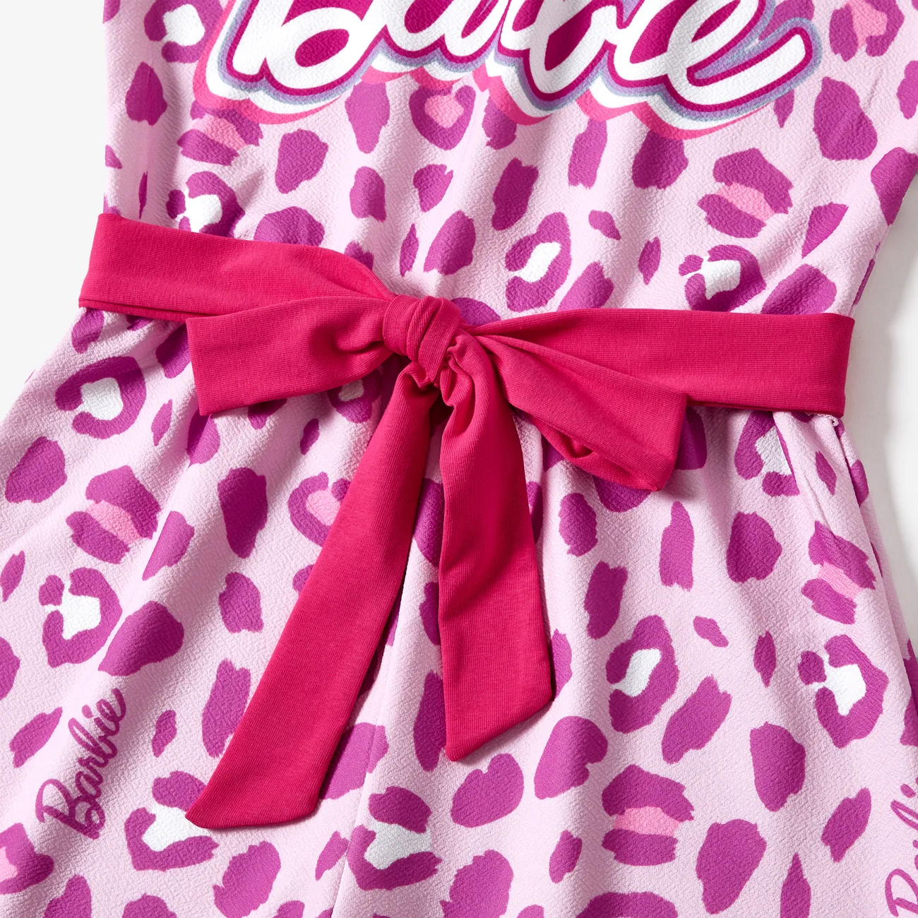 Barbie Padrão de leopardo Sem mangas Macacão Mãe e eu Rosa big image 1