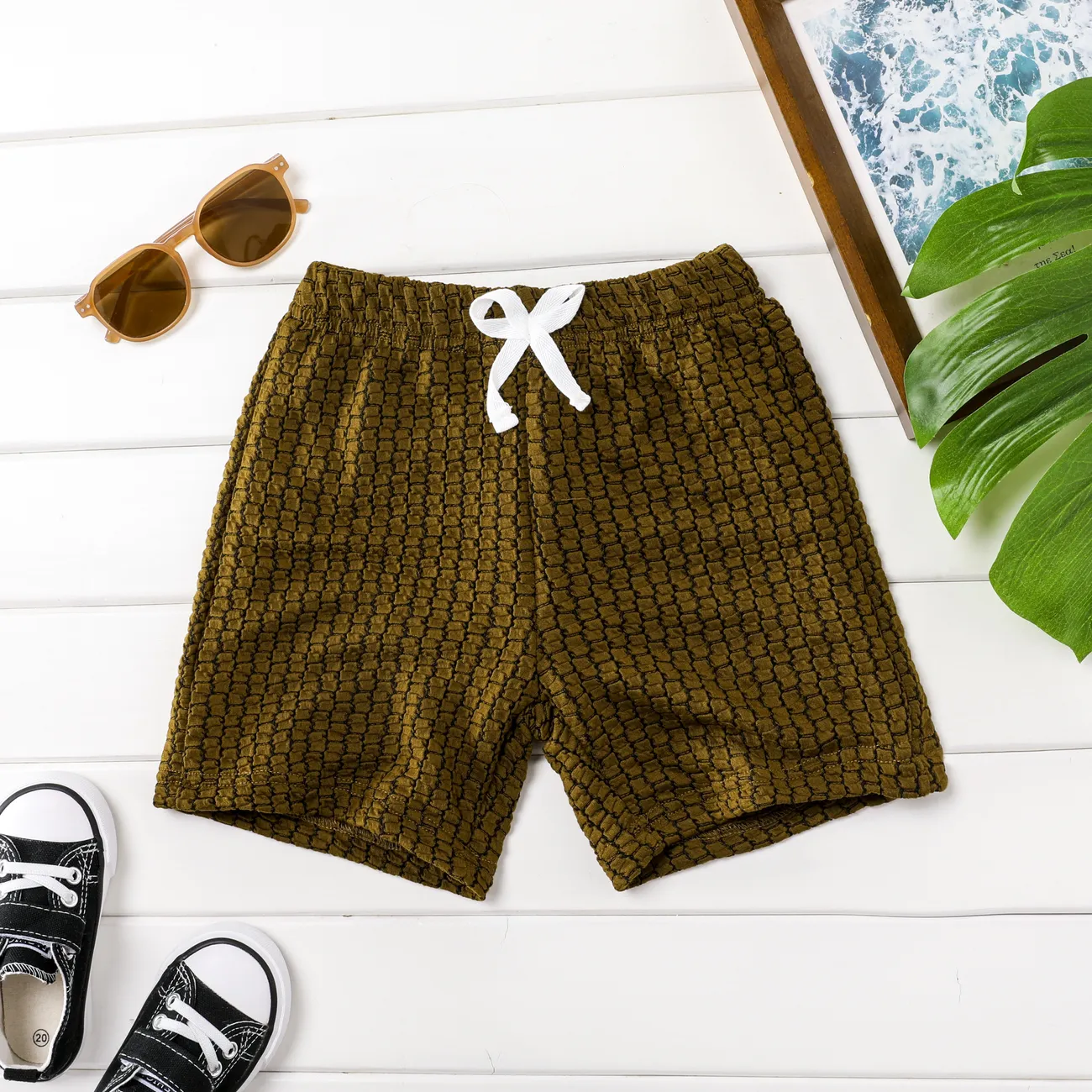 Toddler Boy's Casual Solid Color Shorts Khaki big image 1