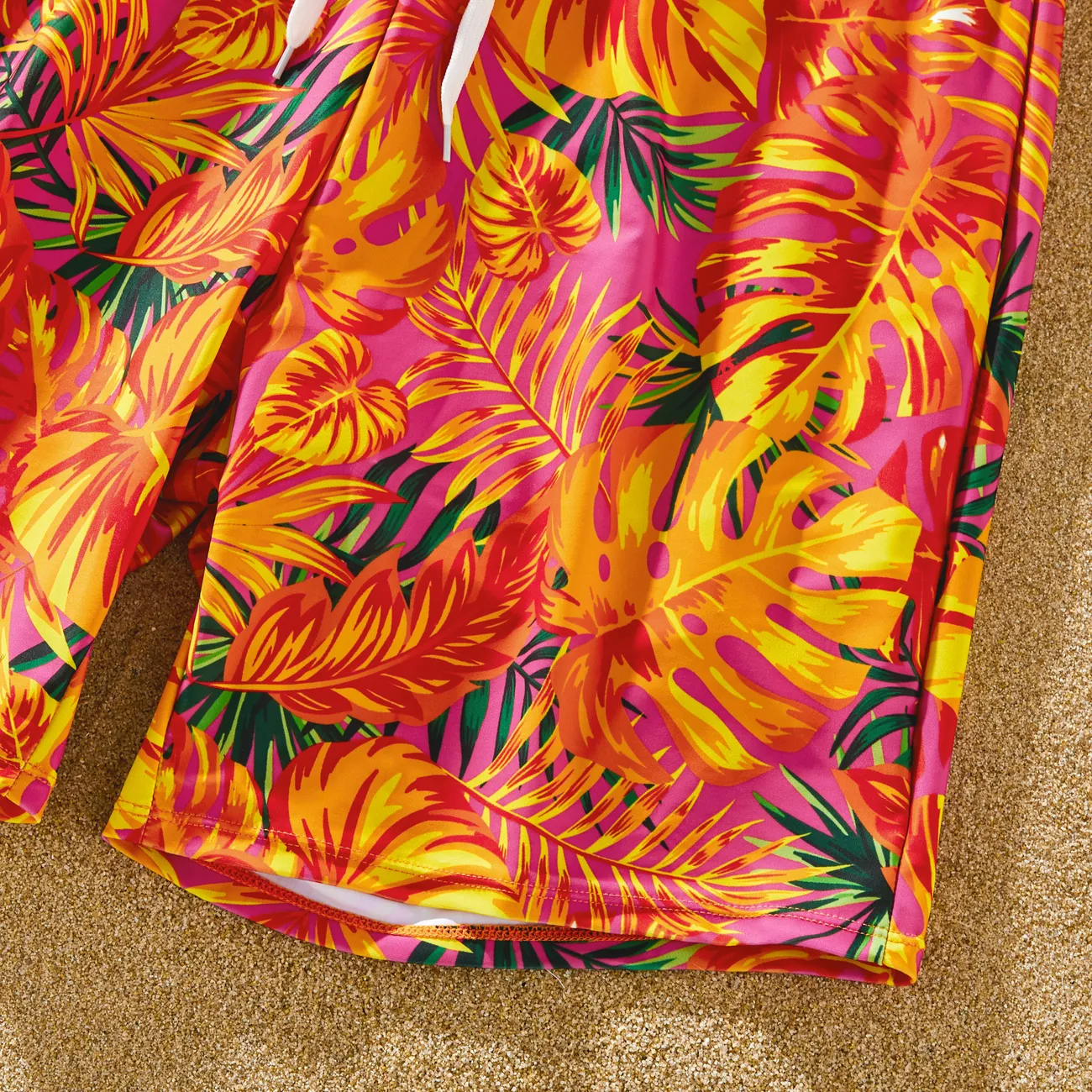 Familien-Looks Tropische Pflanzen und Blumen Familien-Outfits Badeanzüge orange big image 1