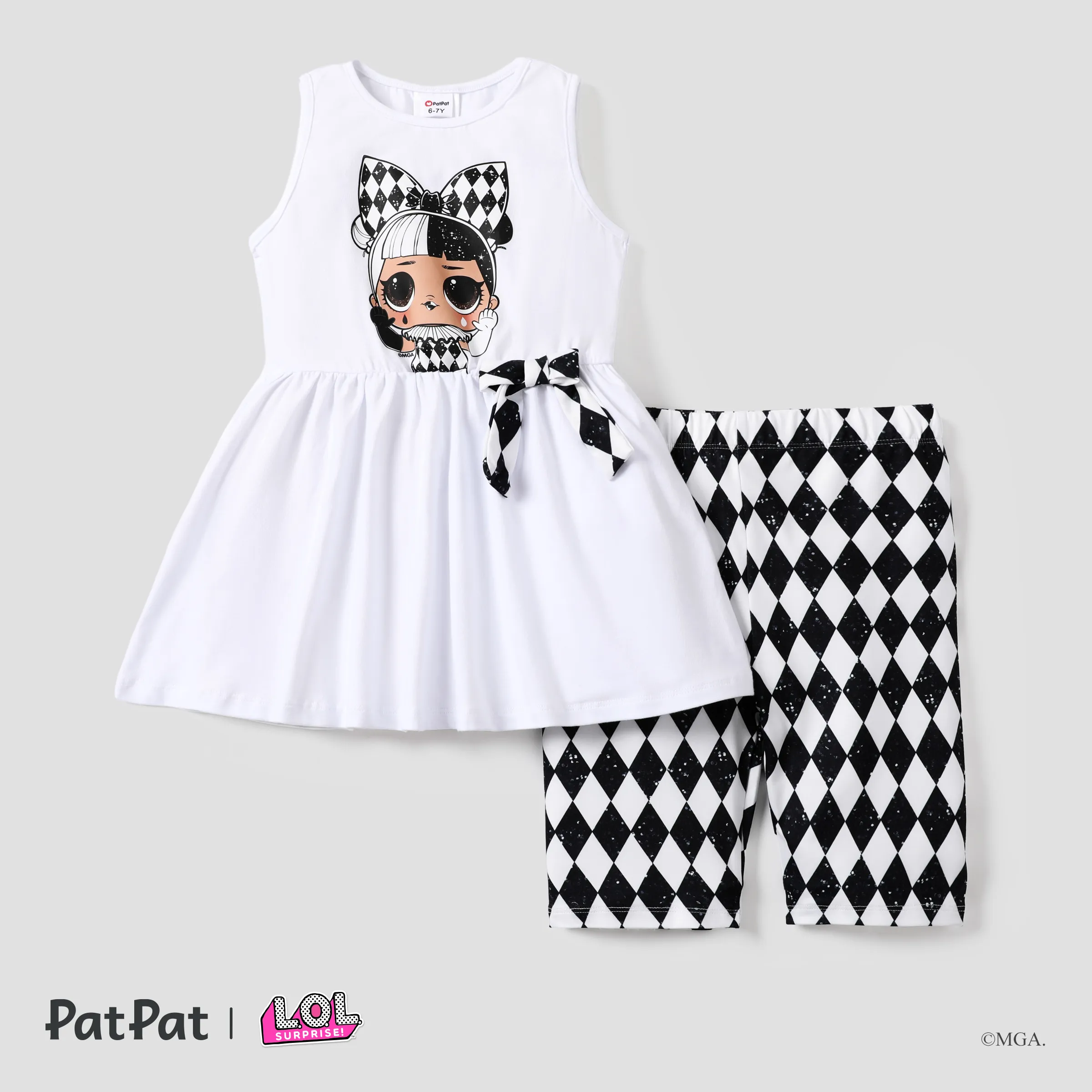 L.O.L. SURPRISE! 2pcs Toddler/Kid Girl Bowknot Design Sleeveless Tee And Shorts Set