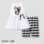 L.O.L. SURPRISE! 2pcs Toddler/Kid Girl Bowknot Design Sleeveless Tee and Shorts Set BlackandWhite
