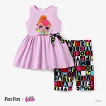 L.O.L. SURPRISE! 2pcs Toddler/Kid Girl Bowknot Design Sleeveless Tee and Shorts Set Purple