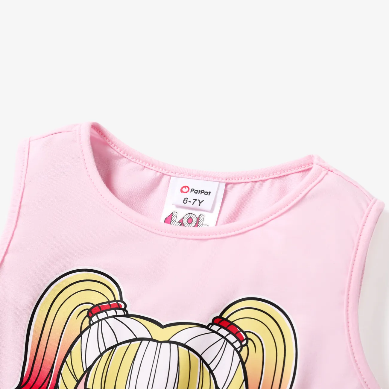 lol. surpresa! Conjunto de camiseta sem mangas e shorts com design de laço para menina 2 peças Rosa big image 1