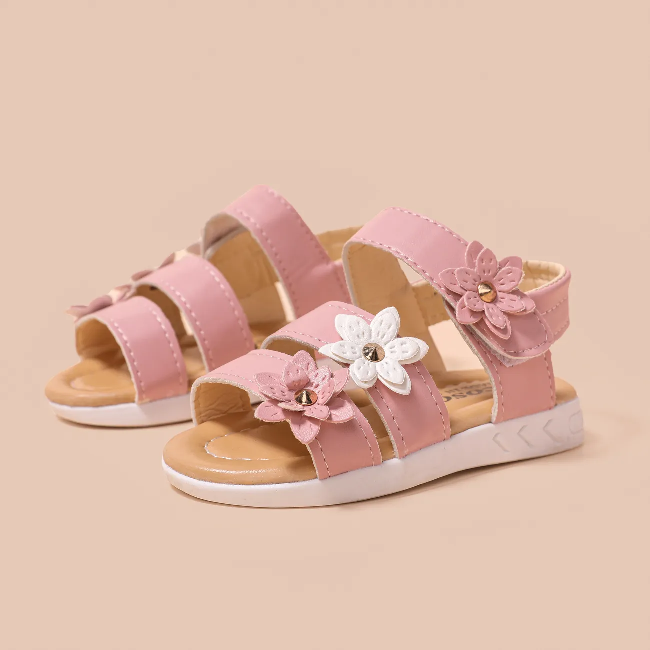 Toddler/Kids Girl Casual 3D Hyper-Tactile Floral Pattern Velcro Sandals Pink big image 1