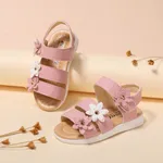 Toddler/Kids Girl Casual 3D Hyper-Tactile Floral Pattern Velcro Sandals Pink