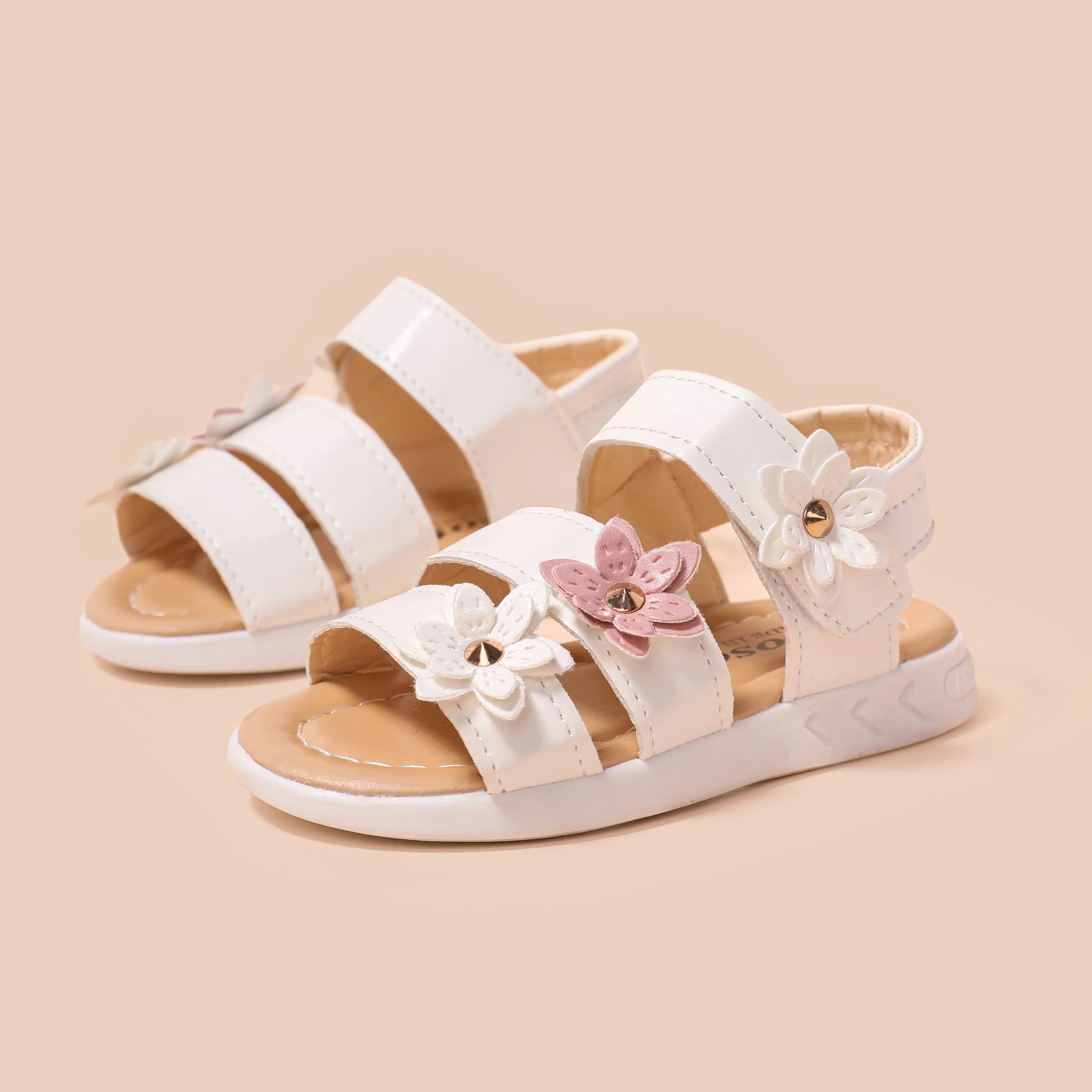 Niño pequeño / niños niña casual 3D hipertáctil patrón floral velcro sandalias