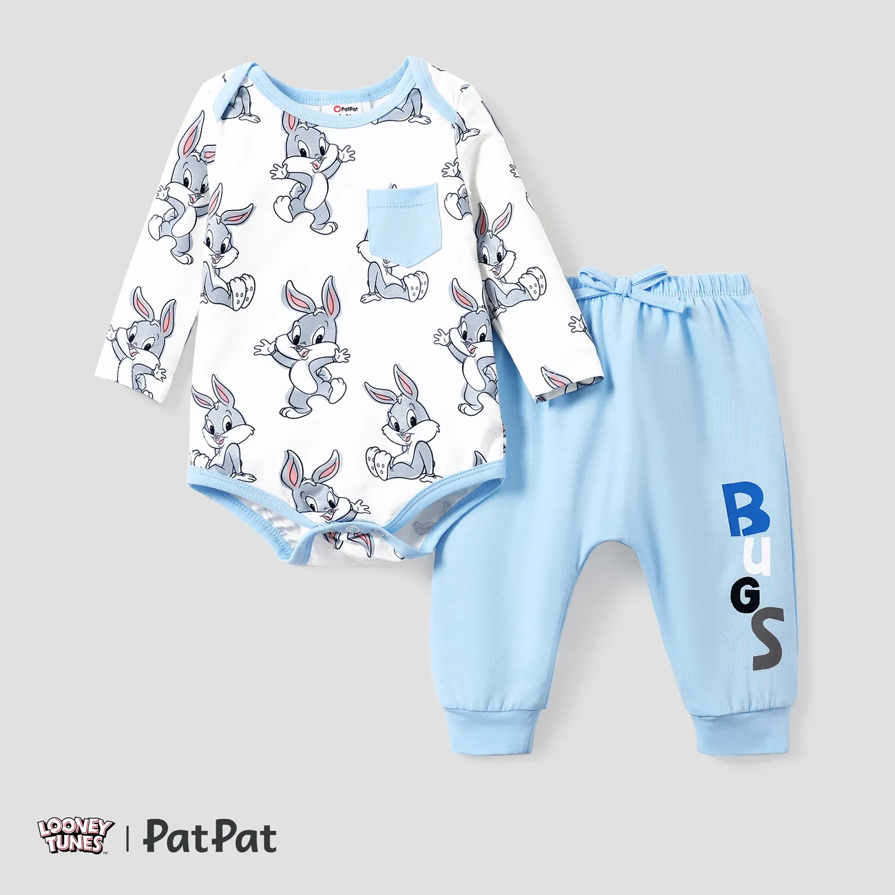 Looney Tunes Baby Boy/Girl Character Print Long-sleeve Bodysuit and Pant Sets