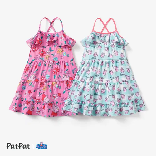 Peppa Pig 1pc Kleinkind Mädchen Charakter FLoral Print Kleid
