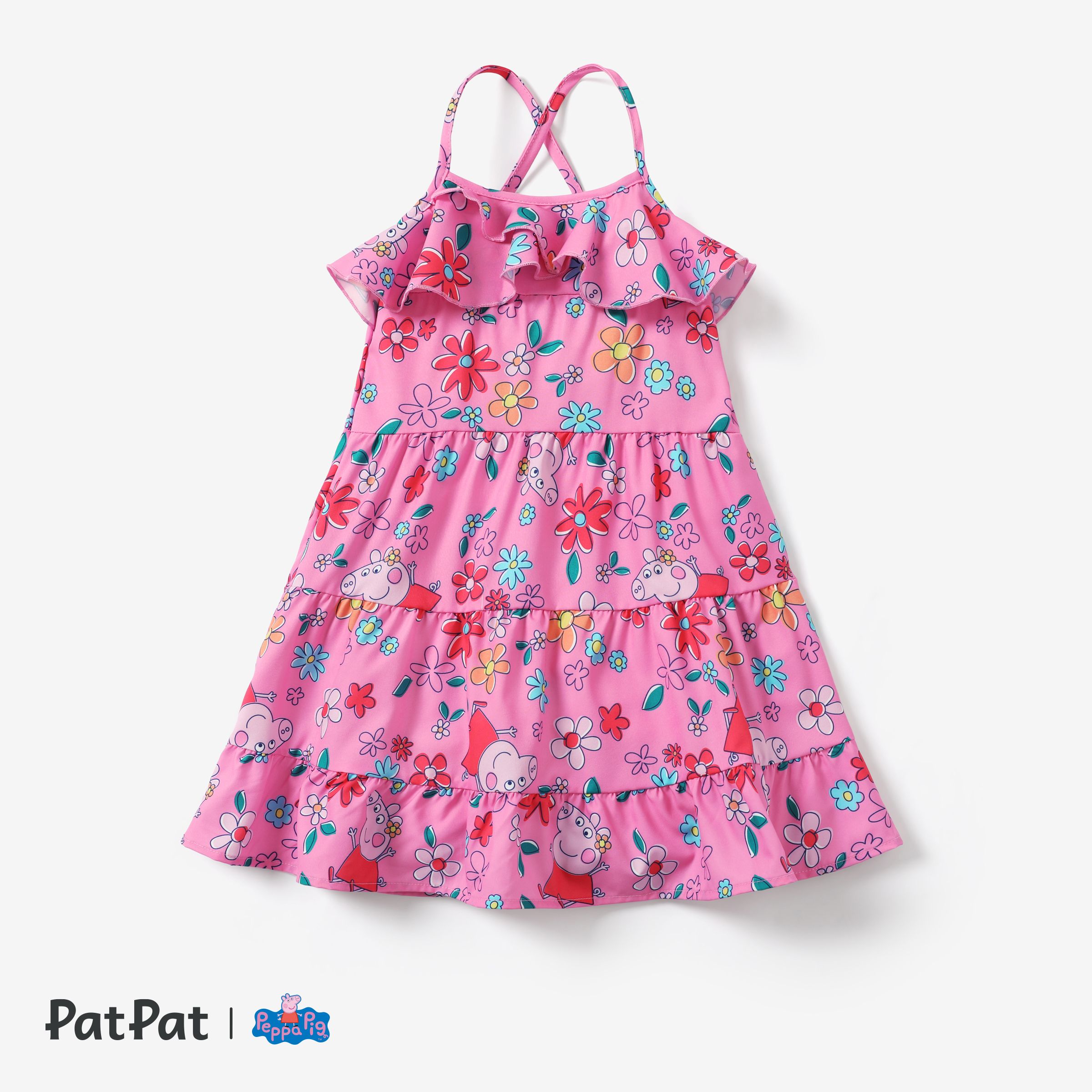 

Peppa Pig 1pc Toddler Girls Character FLoral Print Dress