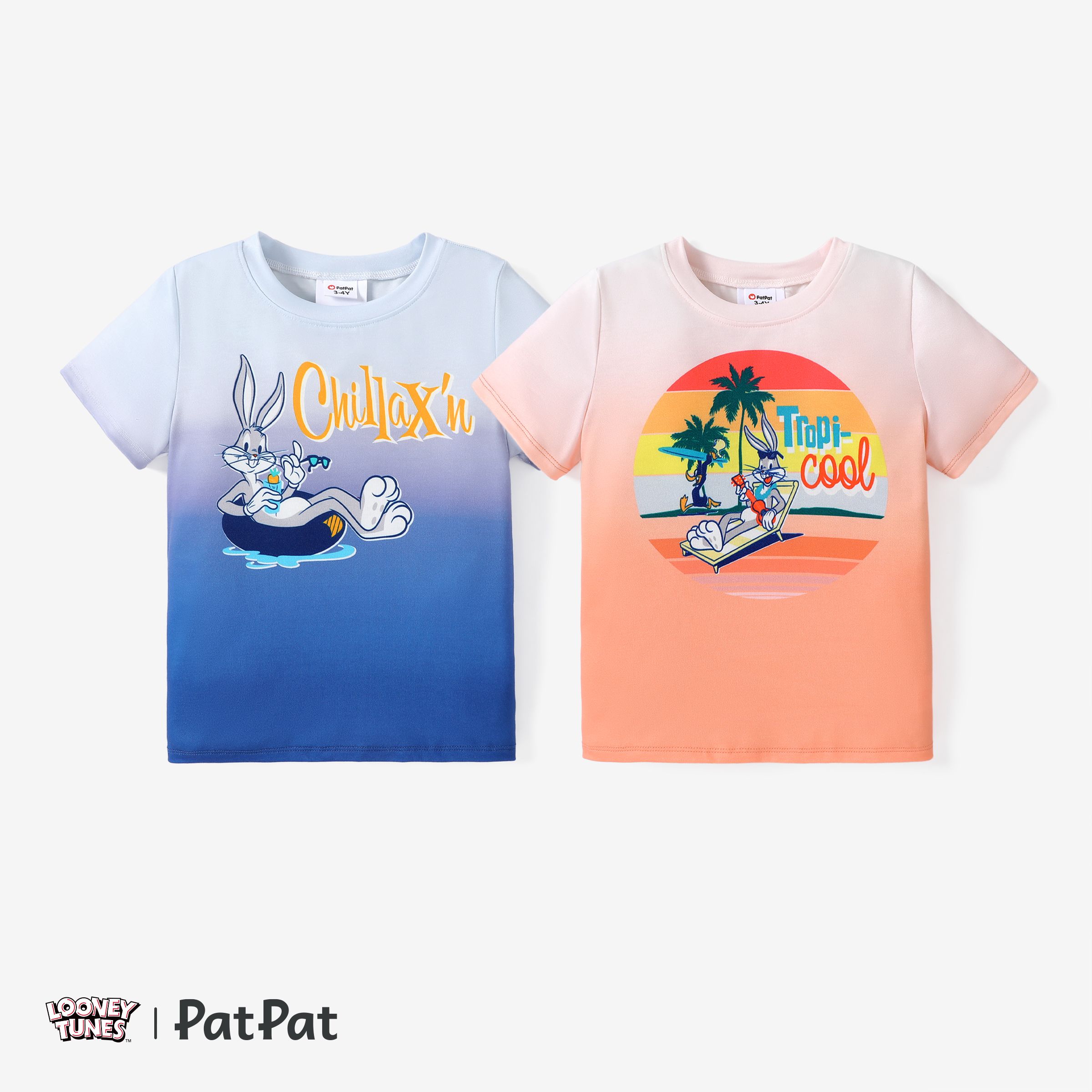 Looney Tunes 蹣跚學步的男孩角色夏日植物印花 T 恤