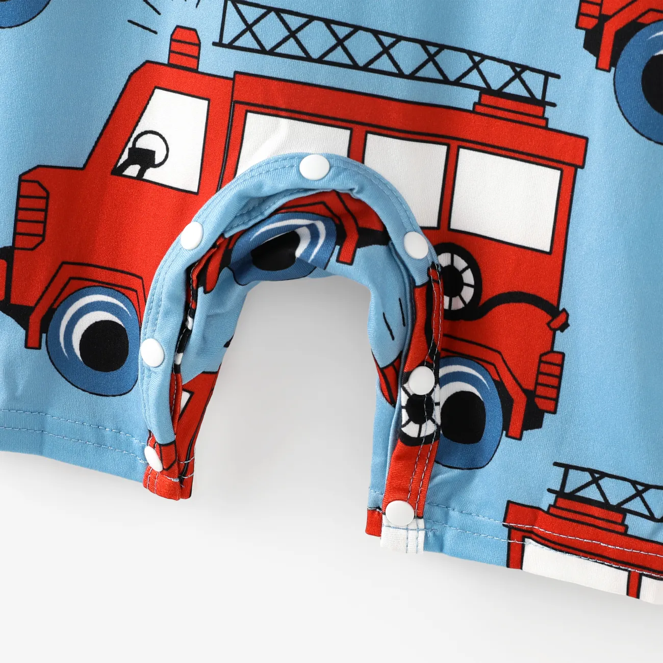 Baby Boy Allover Fire Engine Print Short-sleeve Romper Blue big image 1