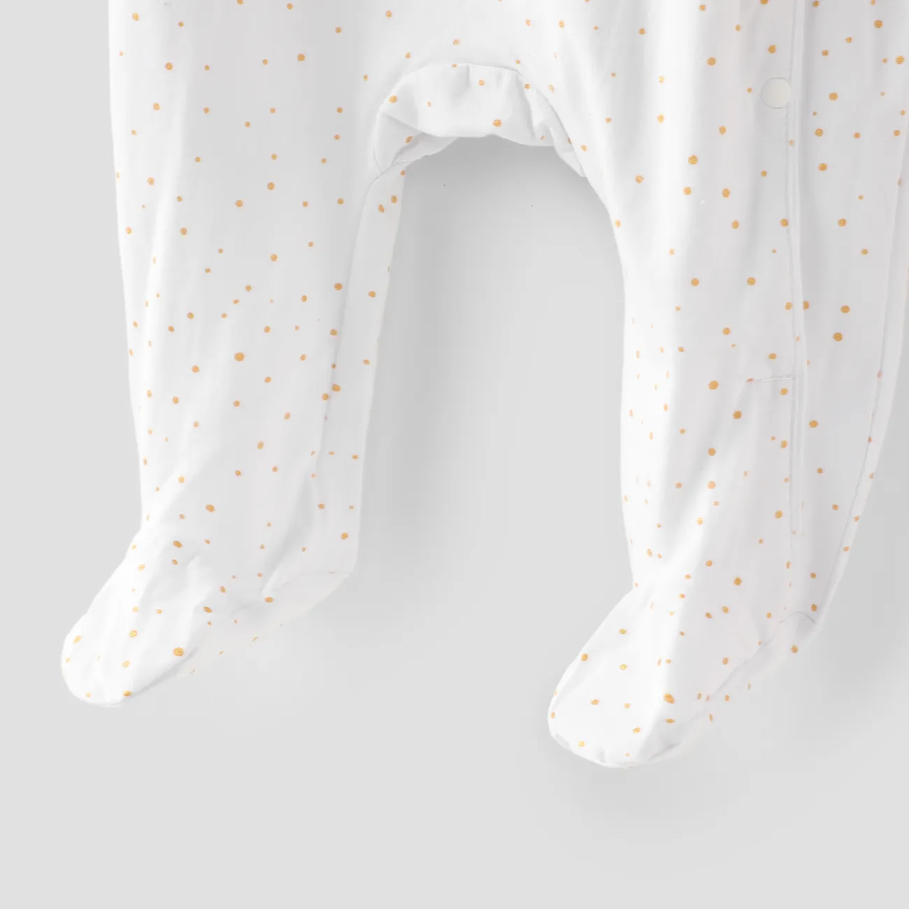 Rabbit Print 3D Ear Desert Dotted Footed/footie Long-sleeve White Baby Jumpsuit White big image 1