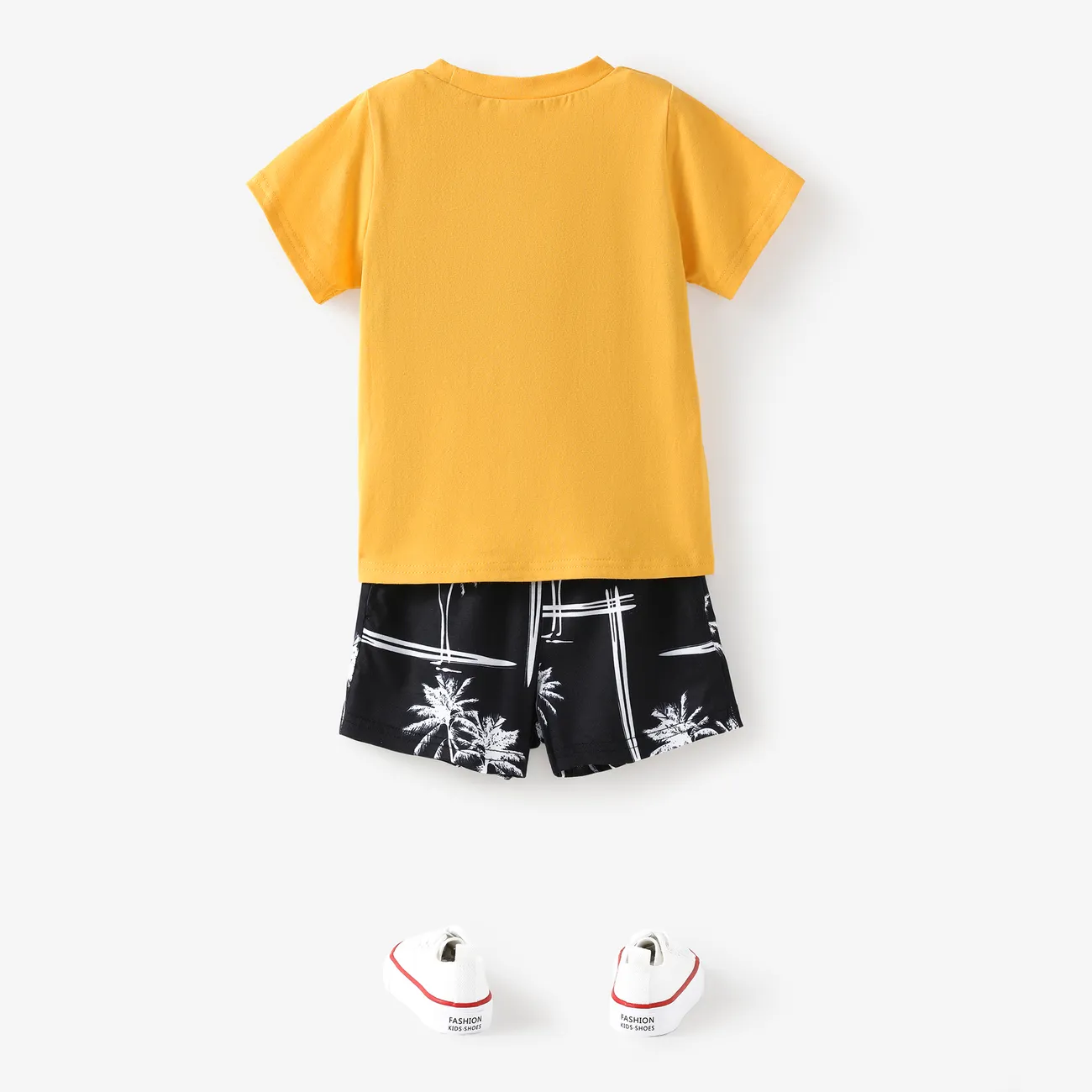 2 unidades Niño pequeño Chico Costura de tela Básico Plantas y flores tropicales conjuntos de camiseta Amarillo big image 1