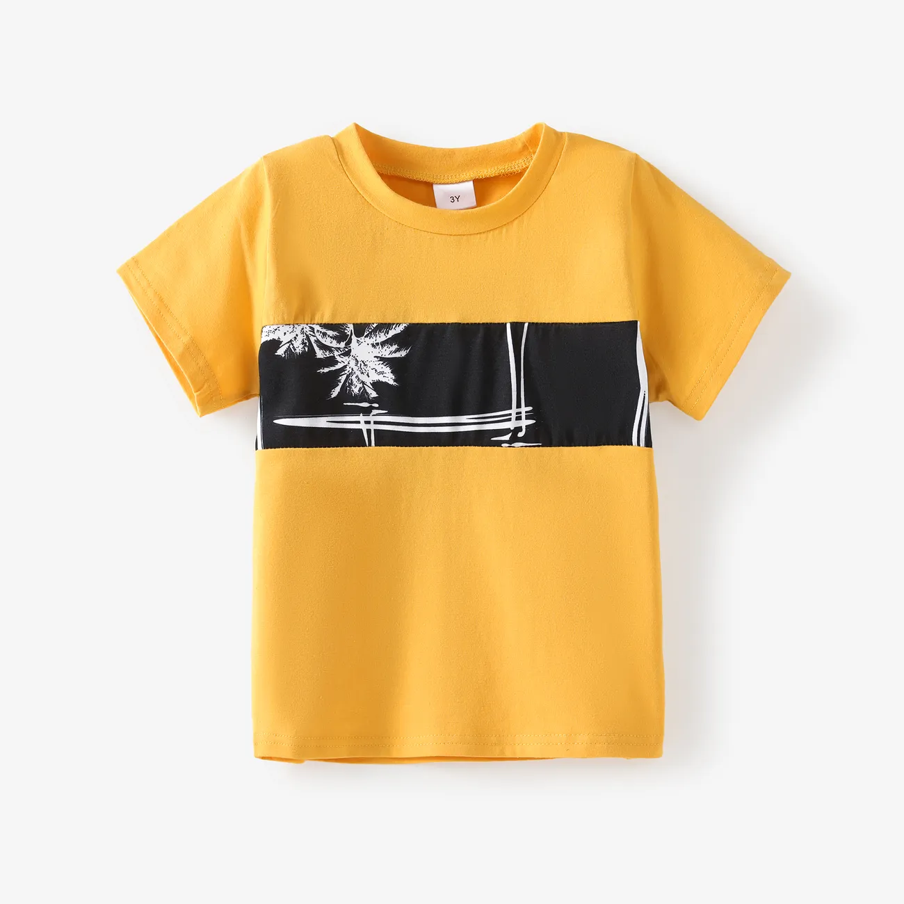 2 unidades Niño pequeño Chico Costura de tela Básico Plantas y flores tropicales conjuntos de camiseta Amarillo big image 1