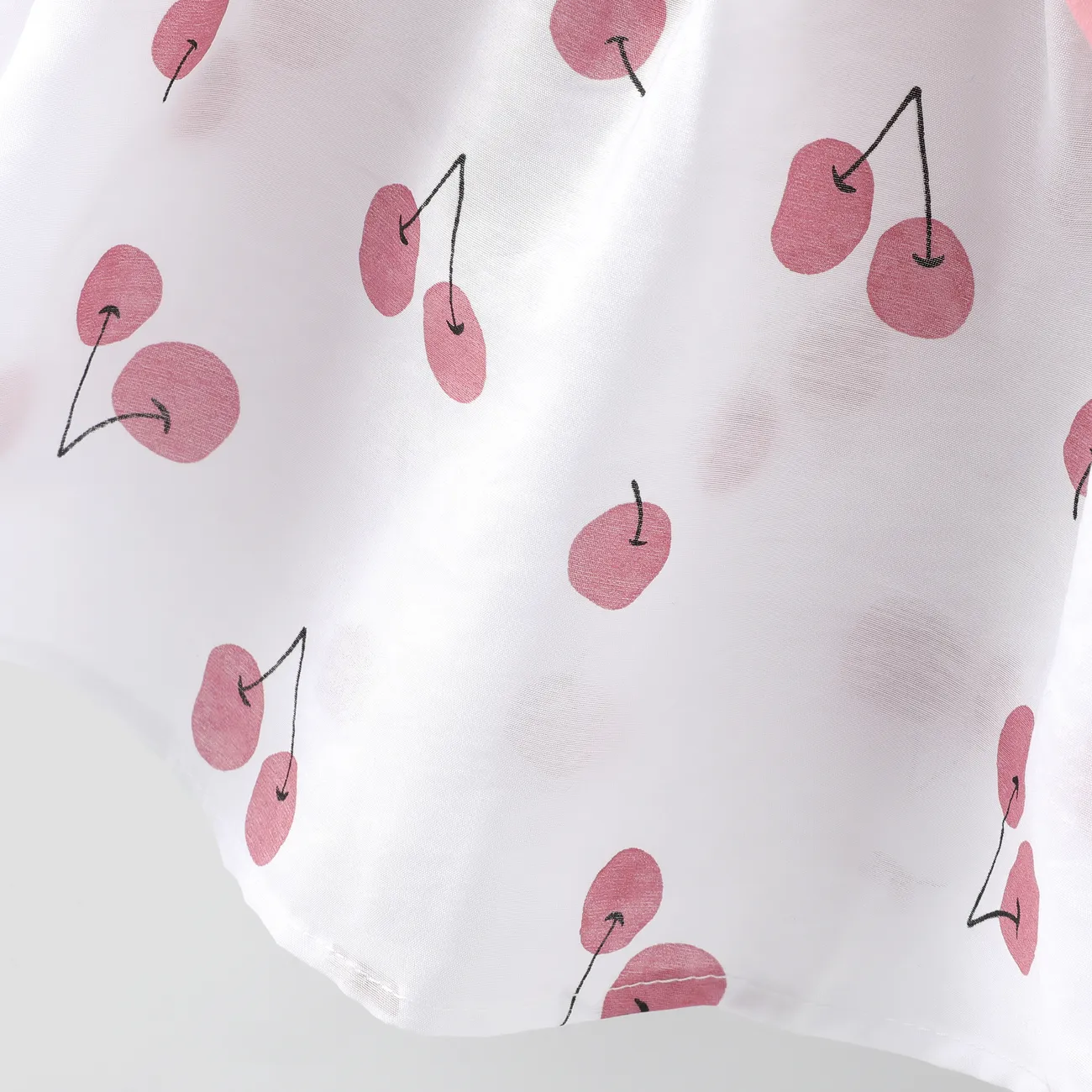 2pcs Cherry Print Bowknot Decor Sleeveless Baby Set Pink big image 1