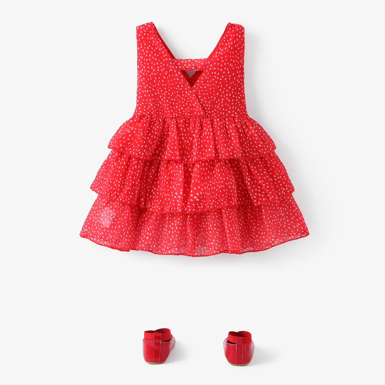 Baby Mehrlagig Klassisch Ärmellos Kleider rot big image 1