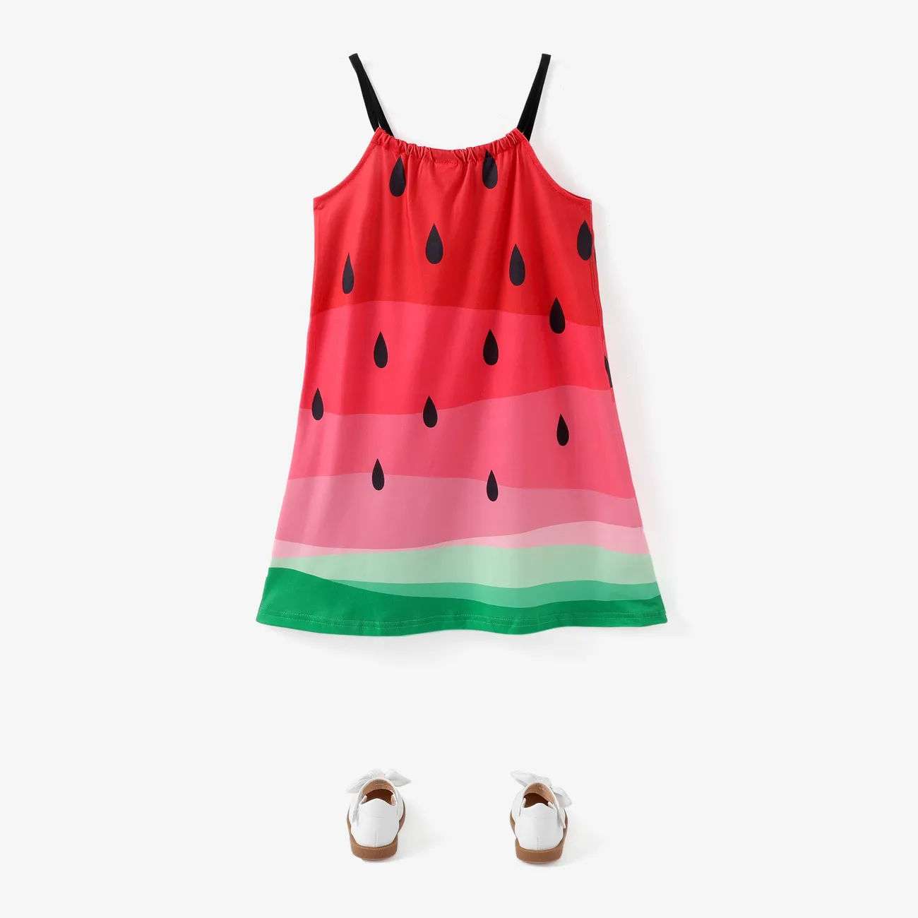Kid Girl Watermelon Print Colorblock Cami Dress Watermelonred big image 1