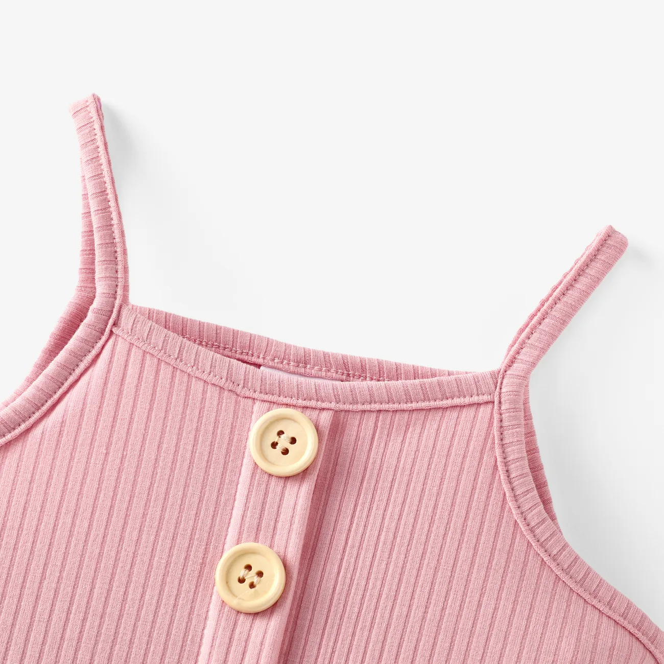 2 Stück Baby Mädchen Ausgestellter Kragen Basics Tanktop Baby-Sets rosa big image 1